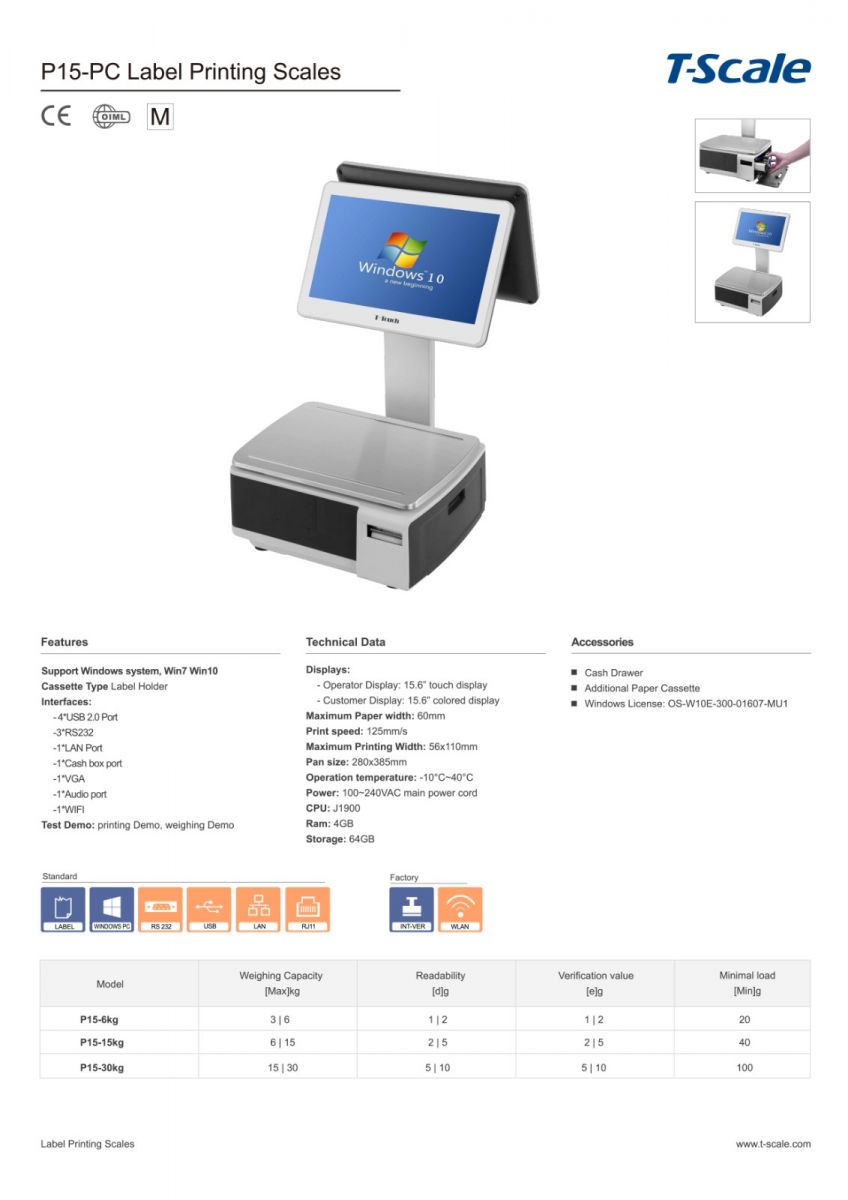 Cân điện tử in phiếu Tscale P15-PC