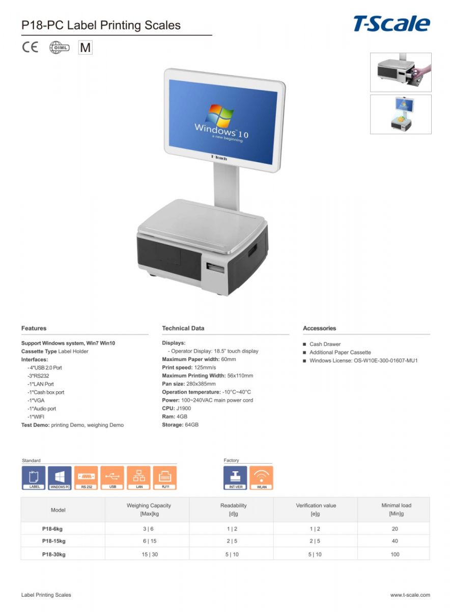 Cân in nhãn Tscale P18-PC