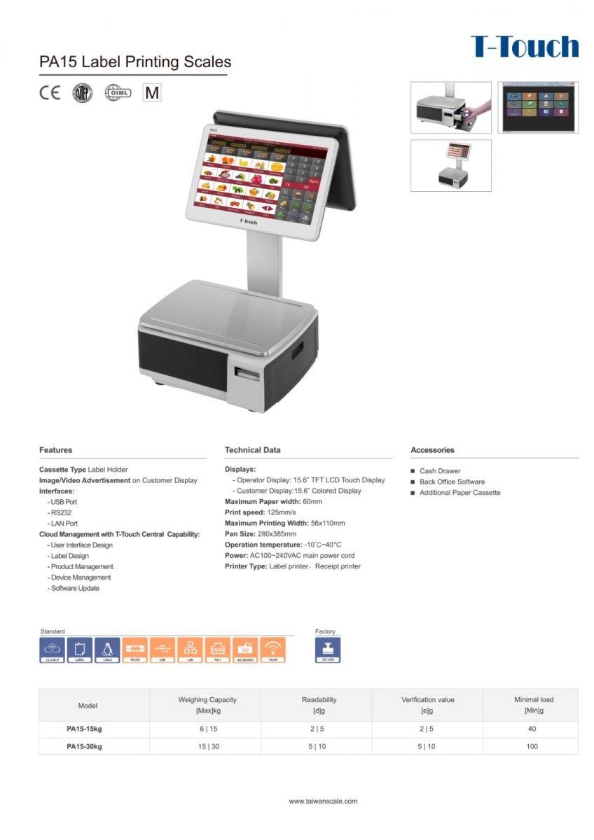 Cân in nhãn sản phẩm Tscale PA 15