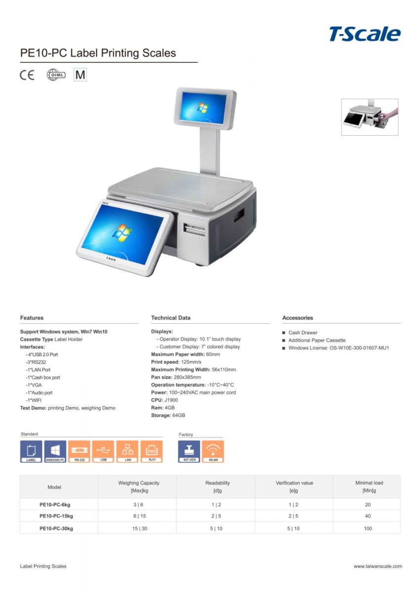 Cân in nhãn Tscale PE10 - PC