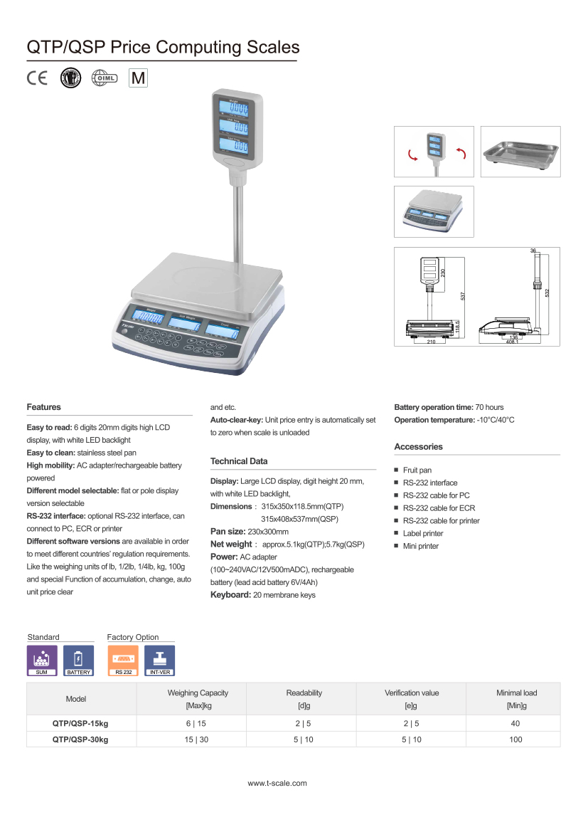 Cân tính tiền Tscale QTP 3M