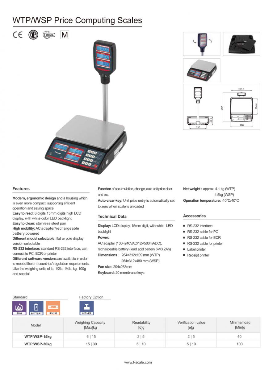 Cân tính tiền Tscale WTP/WSP