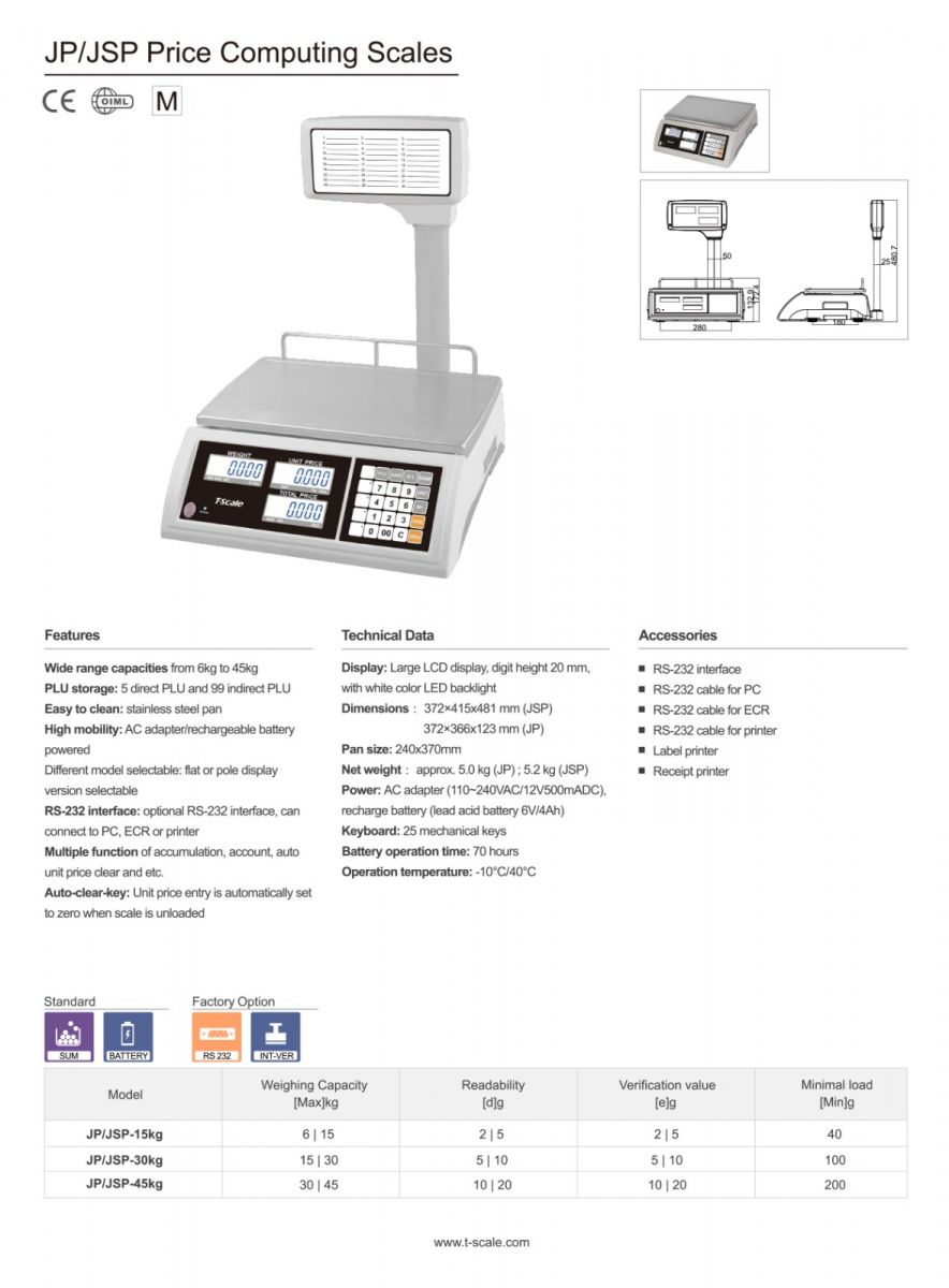 Cân tính tiền Tscale JP 30K MR